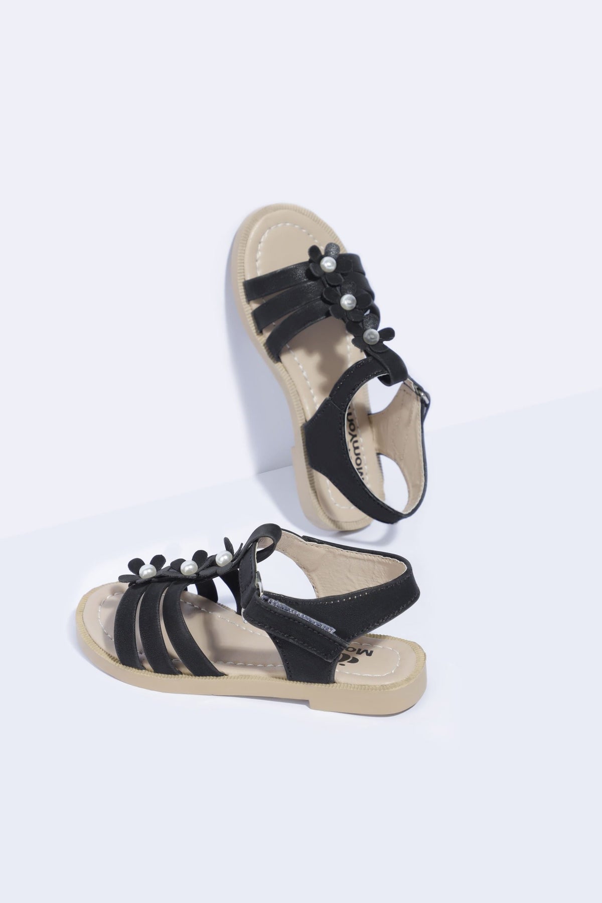 Girl's Solid Caged Sandals - Beige, EU: 34