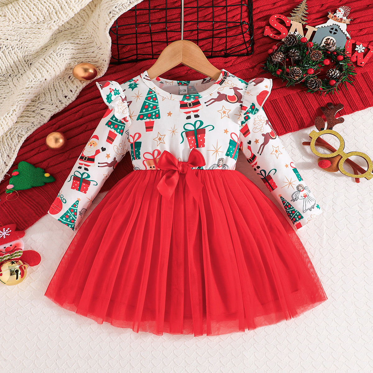 Christmas Party Dress - Red, 18-24 Months