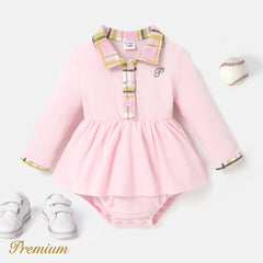 100% Cotton Elegant Baby Girl Romper with Button - Pink, 18-24 Months