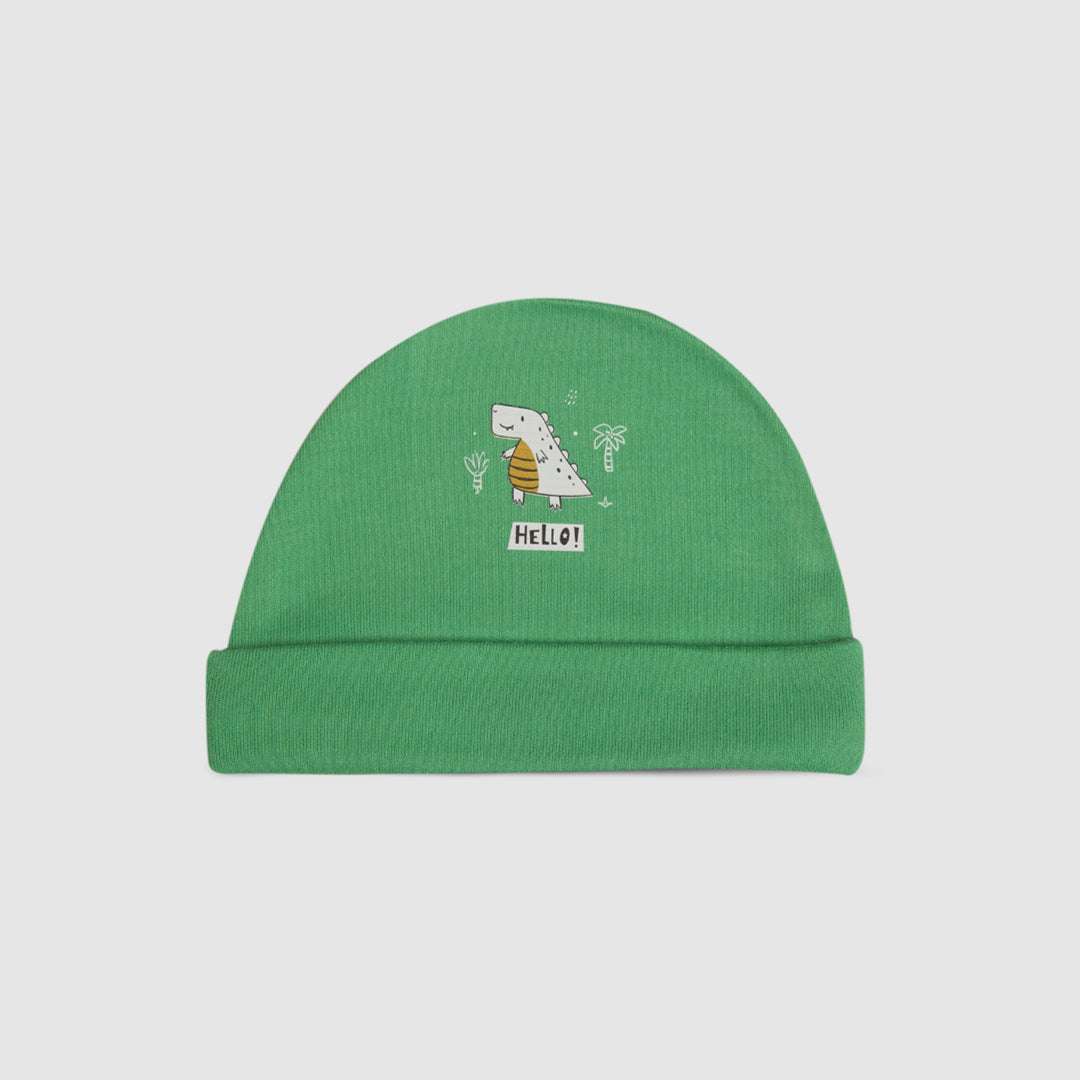 Baby Cap Little Dino Pattern Adorable Cotton Comfortable Infant Accessory   Variation 1 - Green / Newborn