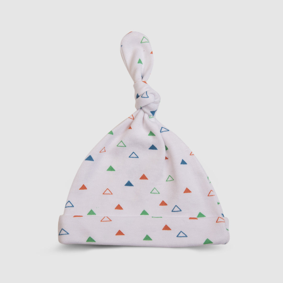 Baby Cap   Knotted Triangle Pattern - White / Newborn