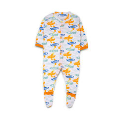 Airplane Print Baby Rompers - Pack of 3 - Orange / Newbron