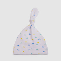 Baby Cap   Knotted Geometric Pattern - White / Newborn