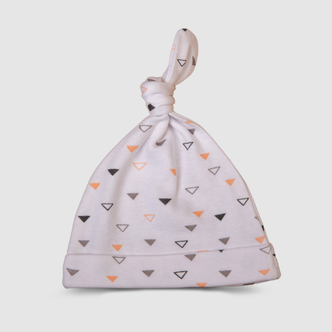 Triangle Patterned Baby Hat   White - White, 0-3 Months