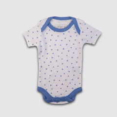 Floral and Heart Baby Bodysuit Set - Blue / Newborn