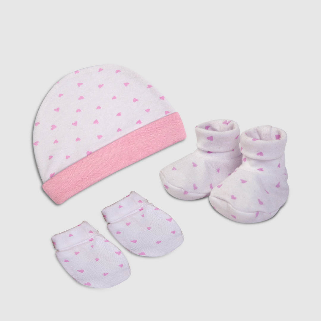 Pink Heart Baby Gift Set - White / Newborn