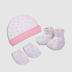 Pink Heart Baby Gift Set - White / Newborn