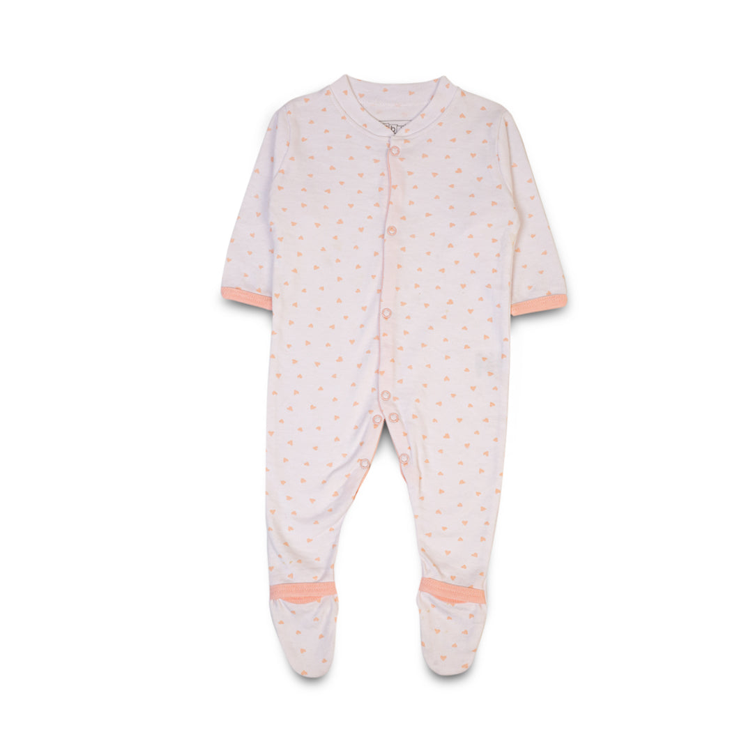 Floral Print Baby Pajamas - Pack of 3 - Peach Puff / Newbron