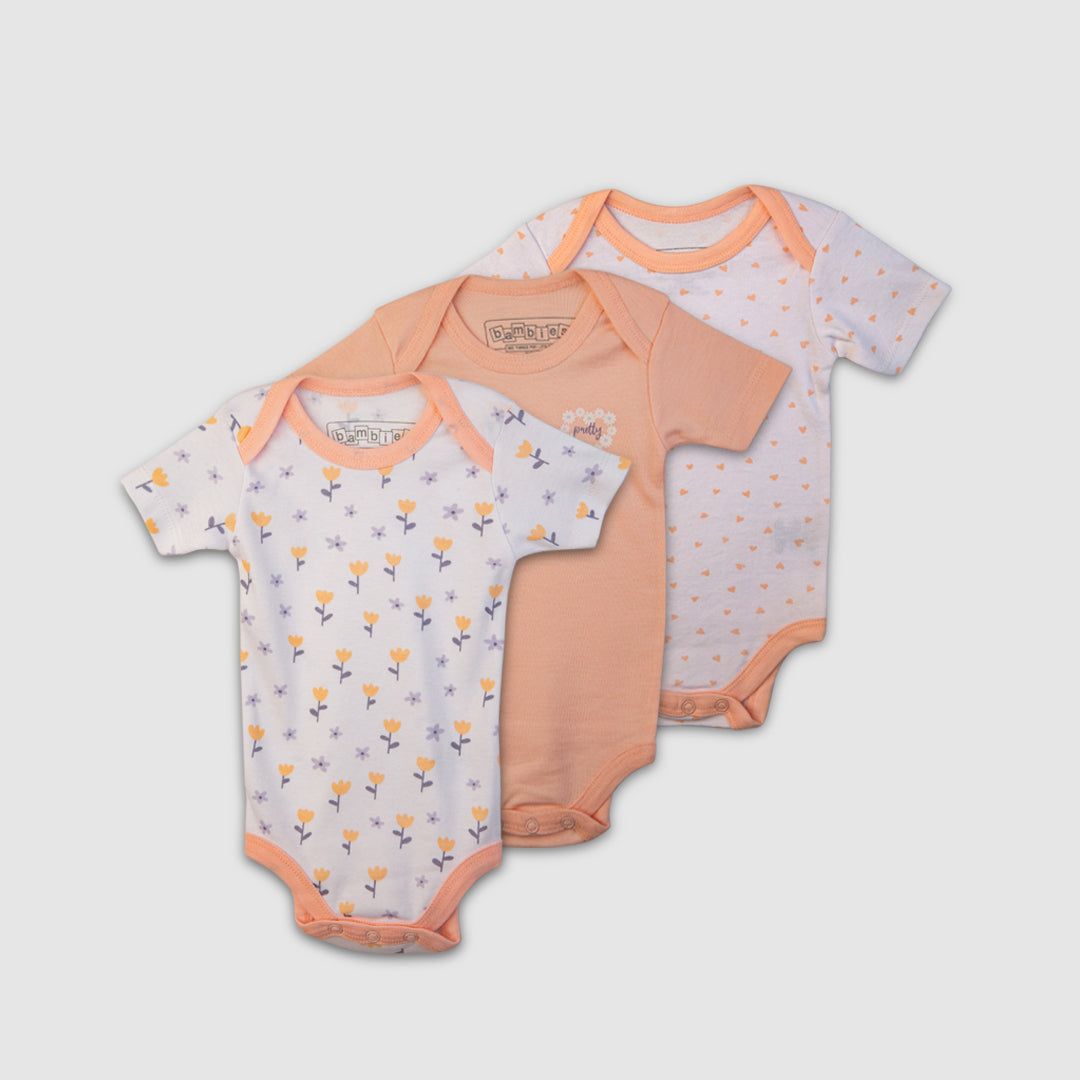Peach Blossom Baby Bodysuit Set - Peach / Newborn