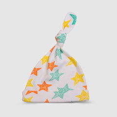 White Baby Hat with Colorful Stars - White, 0-3 Months