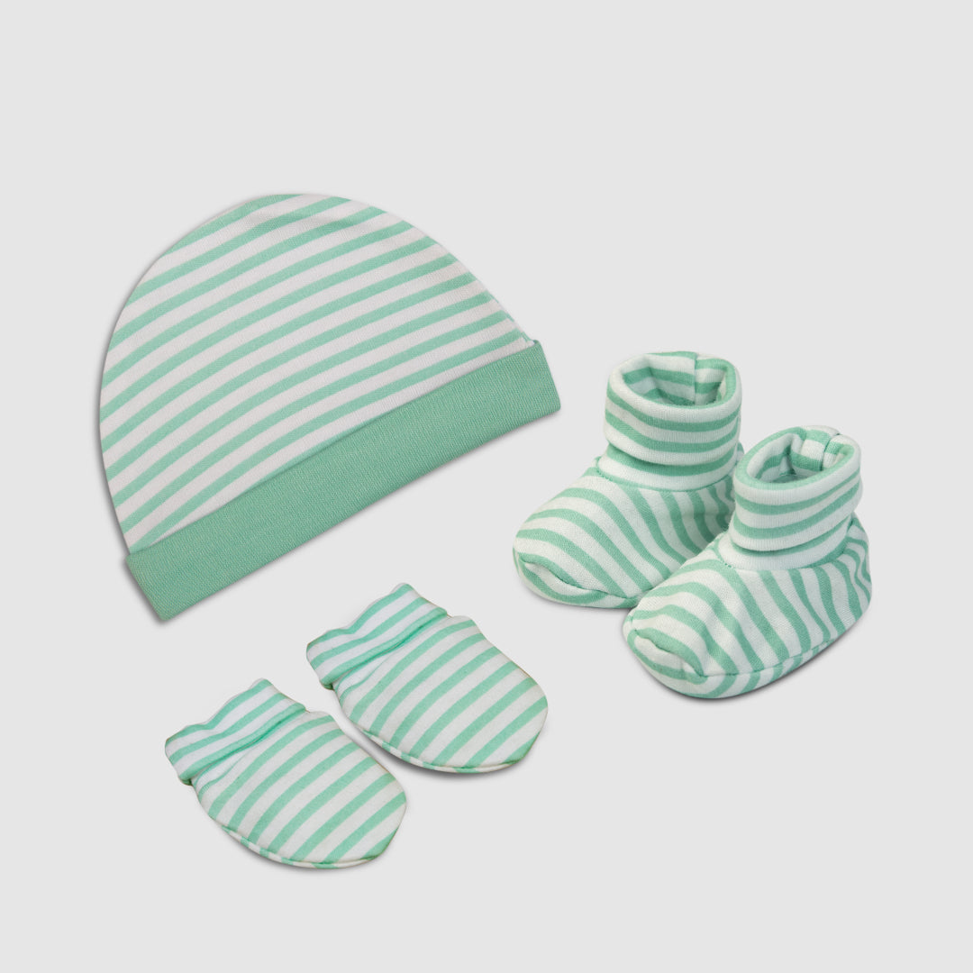 Green Stripe Baby Gift Set - White / Newborn