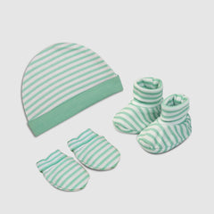 Green Stripe Baby Gift Set - White / Newborn