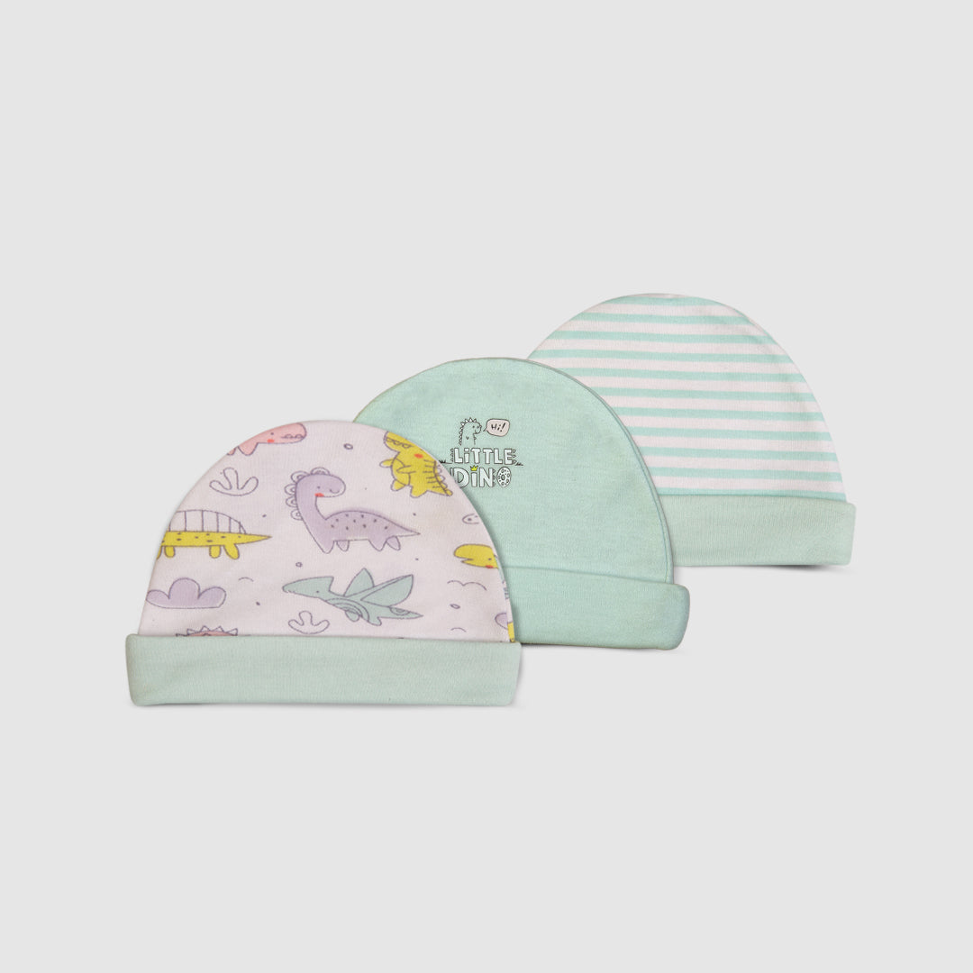Little Dino Baby Hat Set   Pack of 3 - Lawn Green / Newborn