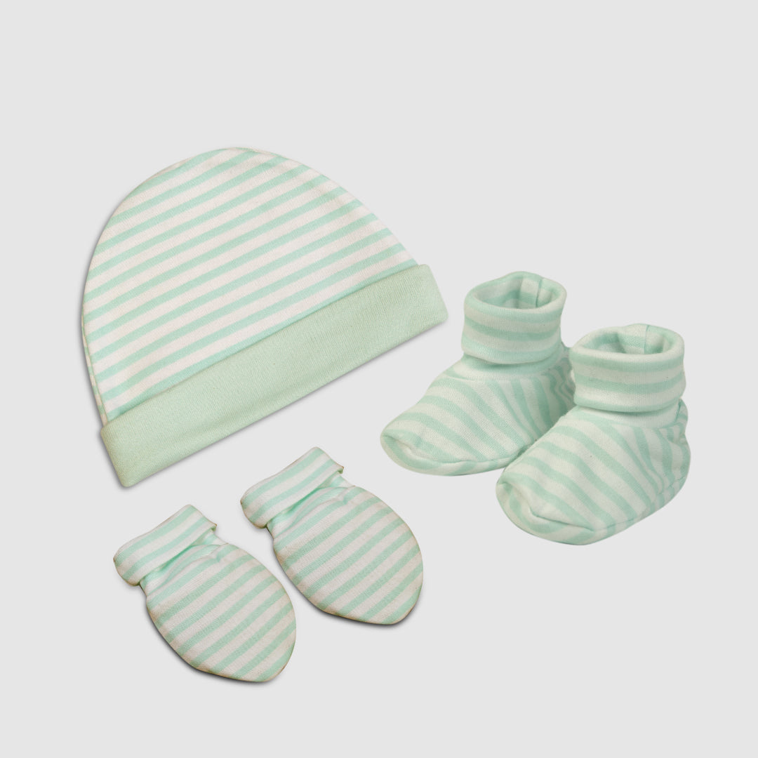 Mint Green Stripe Baby Gift Set - Light Green / Newborn