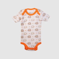Elephant Safari Baby Bodysuit Set - Orange / Newborn