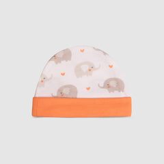 Baby Cap Elephant Print Cute Soft Cotton Infant Newborn Accessory - Orange / Newborn