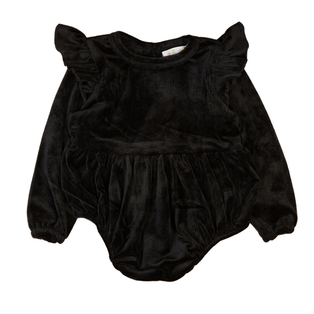 Black Ruffled Baby Bodysuit - Black / 6-12 Months