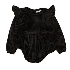 Black Ruffled Baby Bodysuit - Black / 12-18 Months