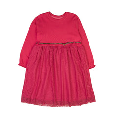 Pink Lace Long Sleeve Dress - Pink, 3-4 Years