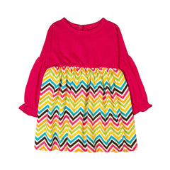 Pink and Chevron Long Sleeve Dress - Pink, 7-8 Years