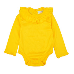Sunny Yellow Ruffle Collar Baby Bodysuit - Yellow, 18-24 Months
