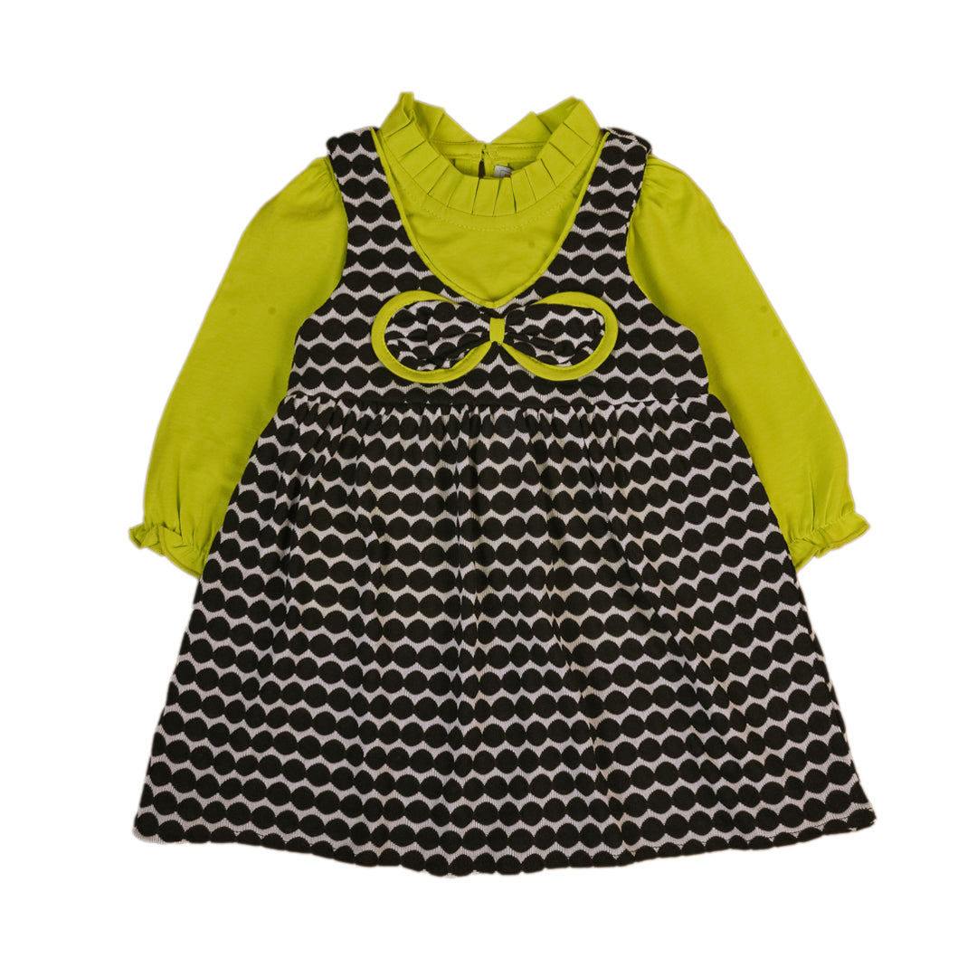 Yellow and Black Geometric Dress Set - Yellow, 6-12 Months