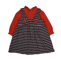Orange and Black Geometric Dress Set - Orange, 12-18 Months