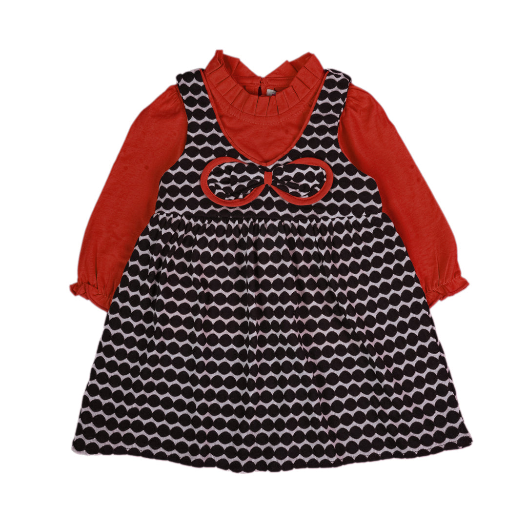 Orange and Black Geometric Dress Set - Orange, 6-12 Months