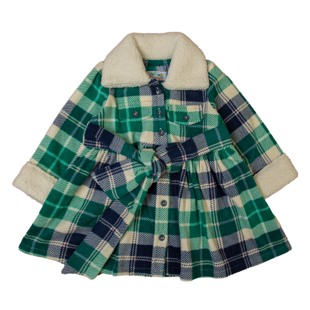 Green and Blue Plaid Coat Dress - Green, 4-5 Years