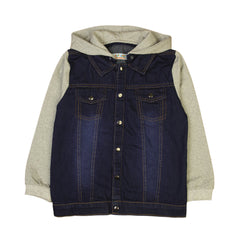 Kids Denim Jacket with Hoodie - Grey and Blue - Grey / 5-6 Years