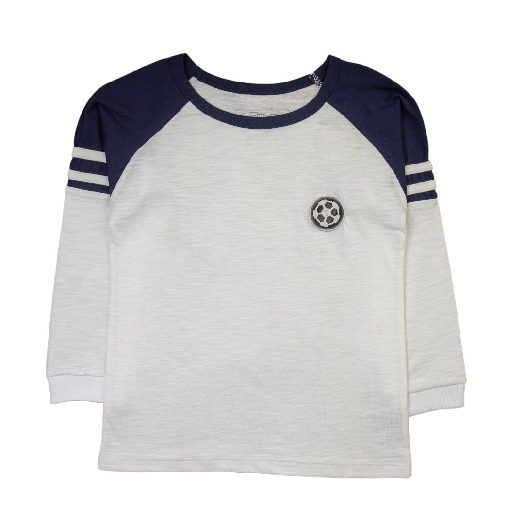 White and Navy Striped Soccer Shirt - White, 4-5 Years