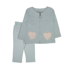 Light Blue Baby Set with Heart Pockets - Light Blue / 6-12 Months