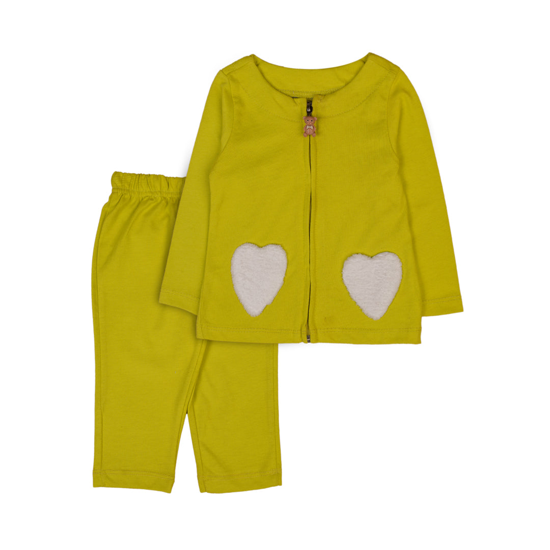 Yellow Heart Pocket Baby Outfit - Yellow, 12-18 Months