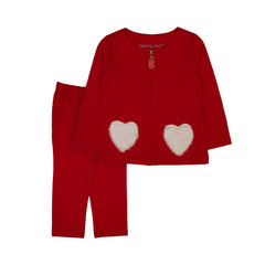 Red Heart Pocket Baby Outfit - Red, 6-12 Months