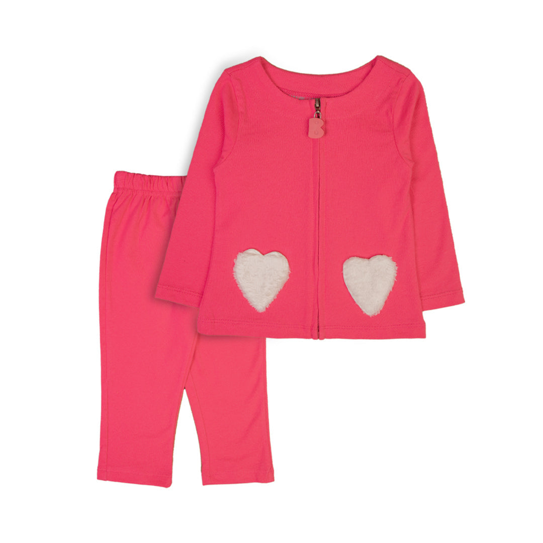 Pink Heart Pocket Baby Outfit - Pink / 18-24 Months