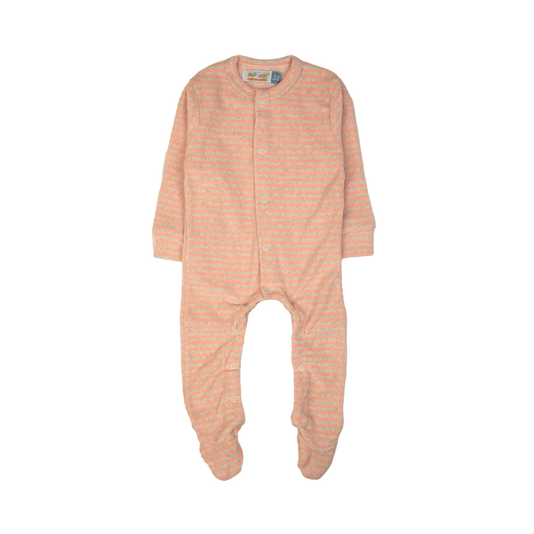 Peach Striped Baby Onesie - Peach / 0-3 Months