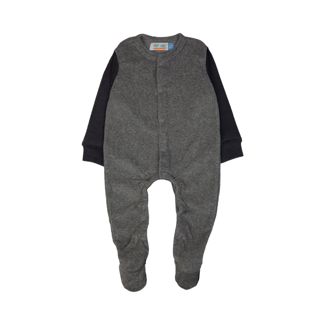 Grey Baby Onesie with Black Sleeves - Grey / 3-6 Months