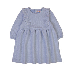 Blue Textured Long Sleeve Dress - Blue, 18-24 Months