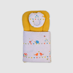 Cozy Baby Sleeping Bag with Pillow â€“ Yellow and Fun Animal Print - Yellow / Newborn