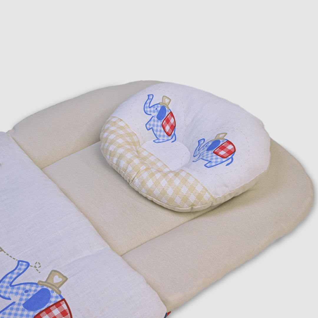 Soft Infant Bedding Set with Elephant Design - Beige, 0-3 Months