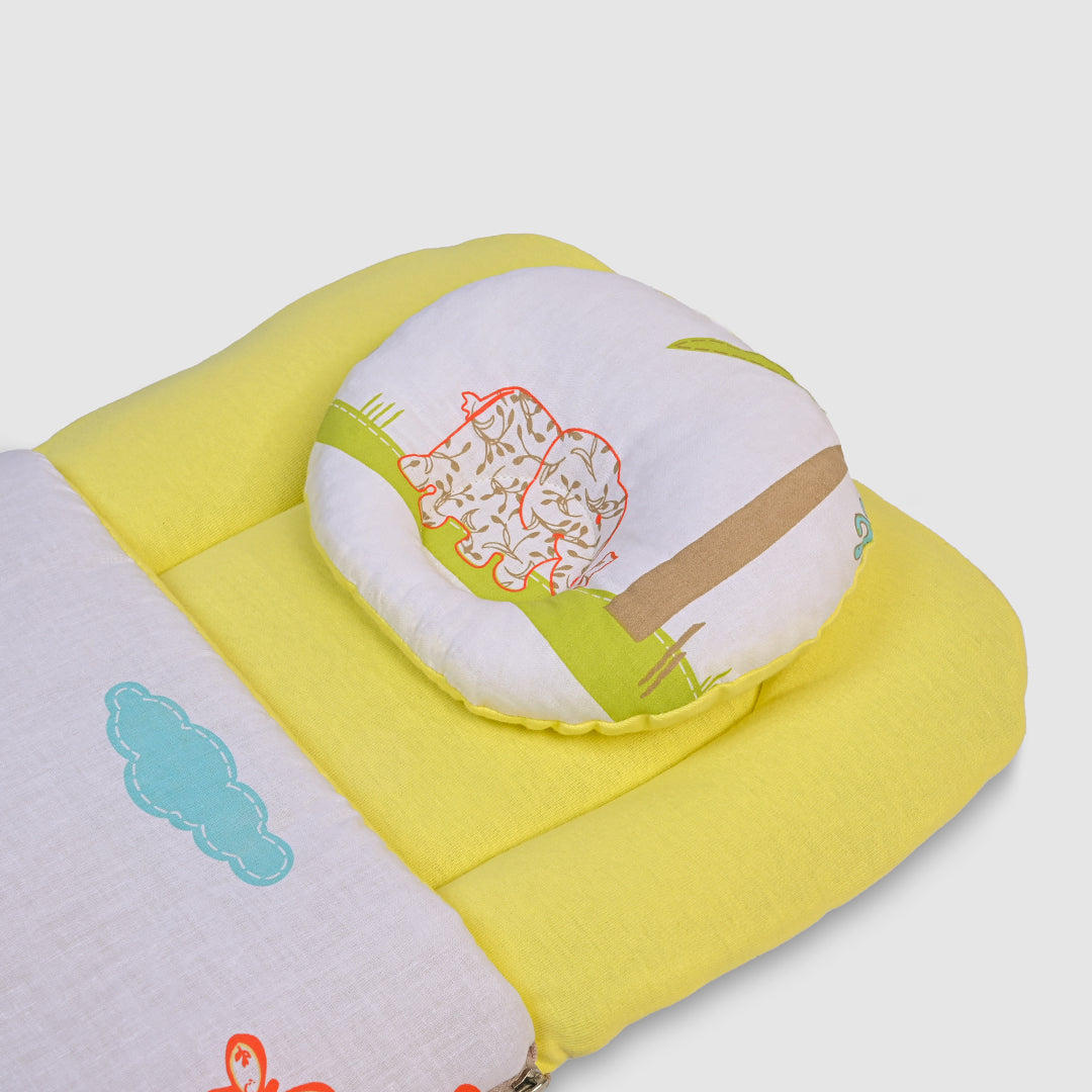 Yellow Baby Carry Nest with Safari Print - Yellow, 0-3 Months