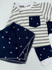 3 pc anchor tee and sweatpants - Dark Blue, 12-18 Months
