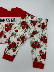 Rose Printed Shirt and Trouser - 6-9 Months, Red