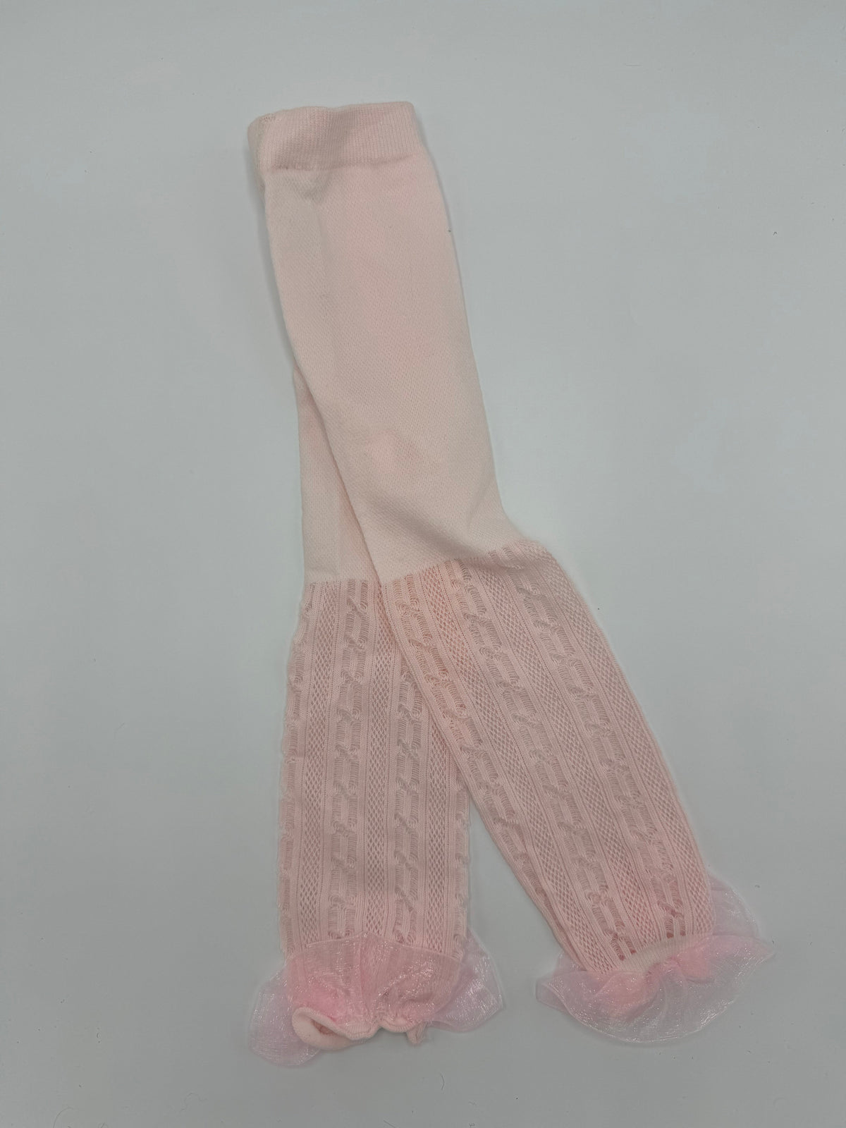 Baby Toddler Lace Trim Pure Color Hollow Ankle-length Pantyhose for Girls - 6-12 Months, Pink