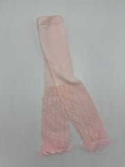Baby Toddler Lace Trim Pure Color Hollow Ankle-length Pantyhose for Girls - 6-12 Months, Pink