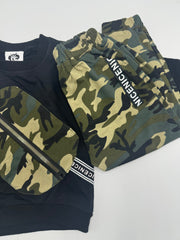 Camouflage 2-Piece Sweat Shirt and Sweat Pants - 18-24 Months, Black