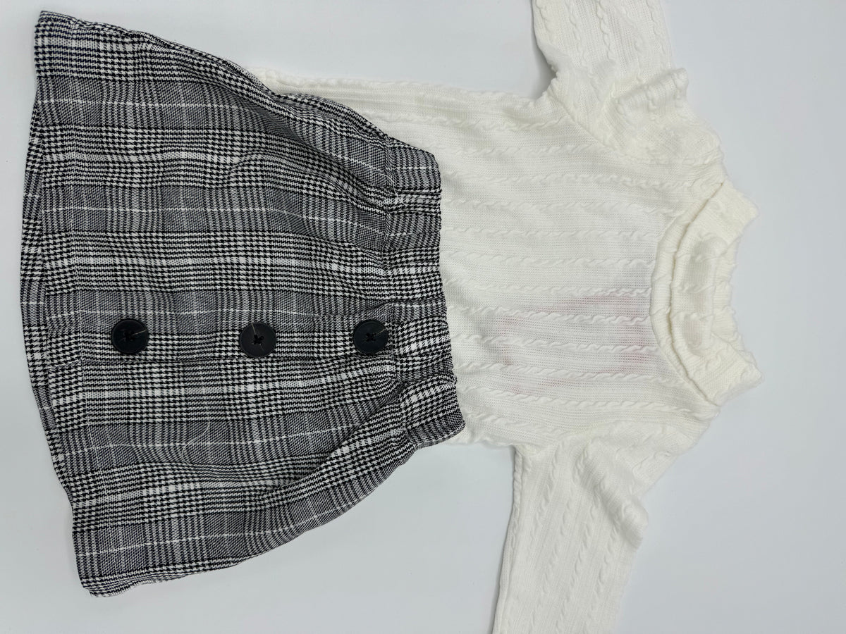 2-piece Checker Shorts with White High Neck Shirt - 6-9 Months, White
