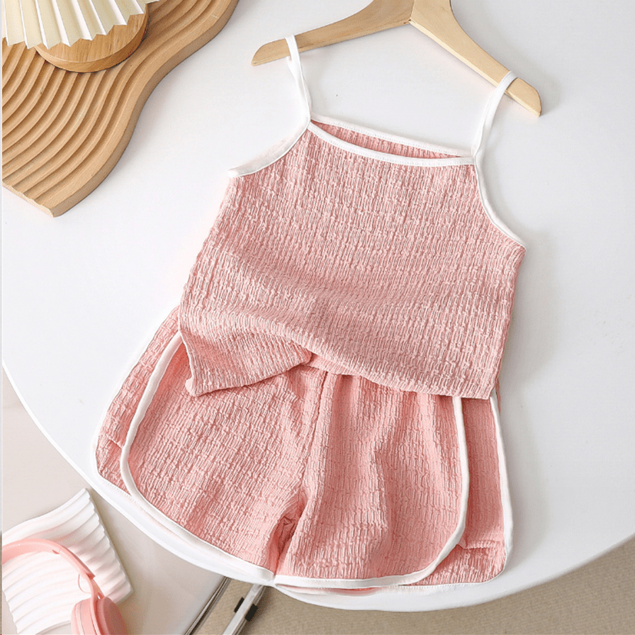 2pcs Toddler Girl Sweet Solid Color Top and Pants Sets - Pink, 5-6 Years
