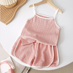 2pcs Toddler Girl Sweet Solid Color Top and Pants Sets - Pink, 5-6 Years