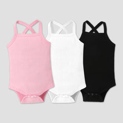 Baby Girl 95% Cotton Ribbed Sleeveless Spaghetti Strap Romper - Light Pink, 9-12 Months